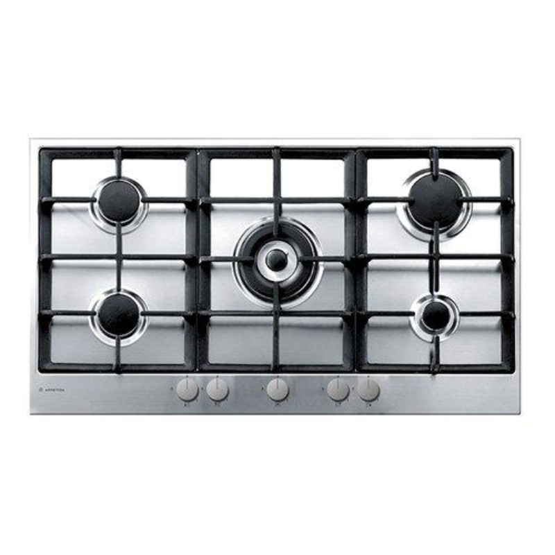 Ariston-Built-in-Hob-90-cms-5-Burners-Cast-Iron-Grids-Full-Safety-Inox Ariston Built in Hob 90 cms 5 Burners Cast Iron Grids Full Safety